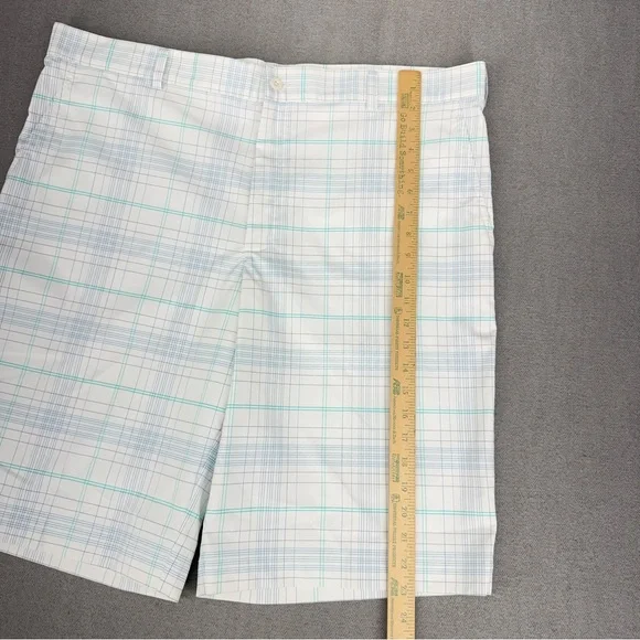 Nike Golf Shorts Mens 40 White Bermuda Plaid Stretch Performance Long 11” Inseam - Picture 4 of 13